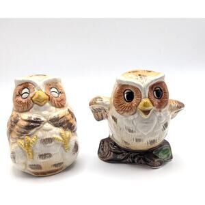 OTAGIRI Mary Ann Baker Owl Salt Pepper Shakers Ceramic Japan Vintage Set